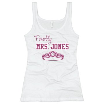 Finally Mrs. Jones w/Back Junior Fit Bella Sheer Longer Length Rib Strap Tank Top