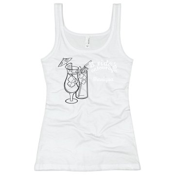 Brides Entourage w/ name Junior Fit Bella Longer Length 1x1 Rib Tank Top