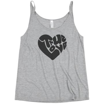 Love Heart Rhinestone Junior Fit Bella Sheer Longer Length Rib Tank Top