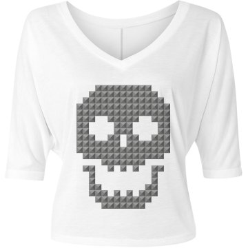 Skull Pyramid Studs Misses Bella Flowy V-Neck Half-Sleeve Tee