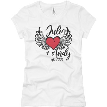 Couple Heart Junior Fit Basic Bella Favorite Tee