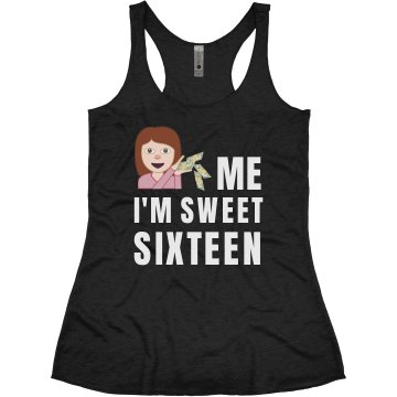 Kiss Me I'm Sweet 16 Junior Fit Bella Sheer Longer Length Scoopneck Tee