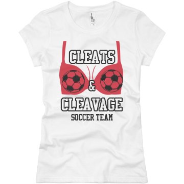 Soccer Cleats & Cleavage Junior Fit Bella Sheer Longer Length Rib V-Neck Tee 