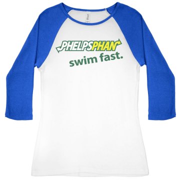 Phelps Phan Swim Fast Junior Fit Bella 1x1 Rib 3/4 Sleeve Raglan Tee