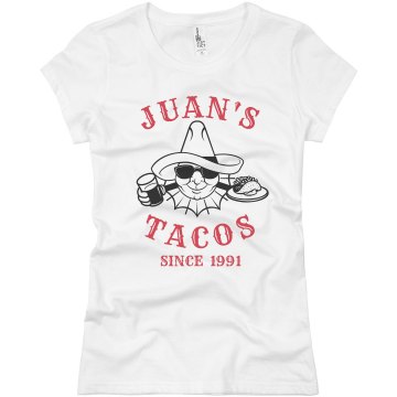 Juan's Tacos Junior Fit Bella 1x1 Rib Cap Sleeve Raglan Tee