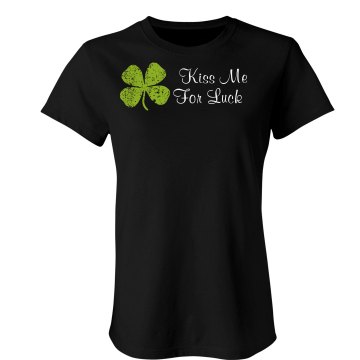 Kiss Me Clover Rhinestone Junior Fit Bella 1x1 Rib Cap Sleeve Raglan Tee