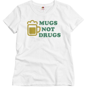 Mugs Not Drugs 2 Junior Fit Bella Sheer Longer Length Rib V-Neck Tee 