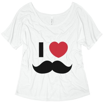 I Heart Mustaches Misses Bella Flowy V-Neck Half-Sleeve Tee