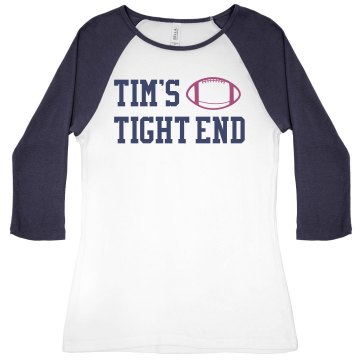 Tim's Tight End Junior Fit Bella 1x1 Rib 3/4 Sleeve Raglan Tee