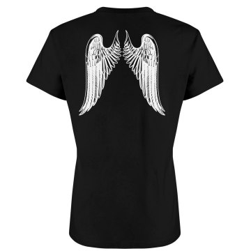 Angel Wings Stones w/Back Junior Fit Bella Sheer Longer Length Rib Tee