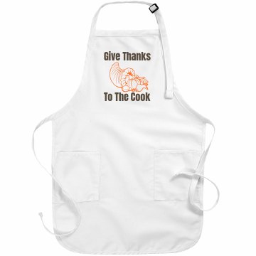 Give Thanks To Cook Basic White Apron