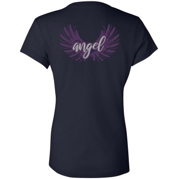 Angel Wings Junior Fit Bella V-Neck Jersey Tee