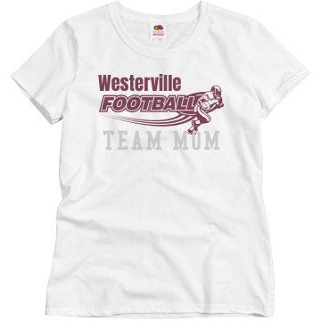 Football Mom Rhinestone Misses Relaxed Fit Basic Gildan Ultra Cotton Tee