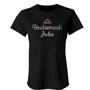 Rhinestone Pink Accent Junior Fit Bella Crewneck Jersey Tee