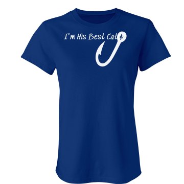 His Best Catch  Junior Fit Bella Crewneck Jersey Tee