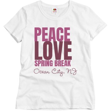 Peace Love Spring Break Misses Relaxed Fit Basic Gildan Ultra Cotton Tee