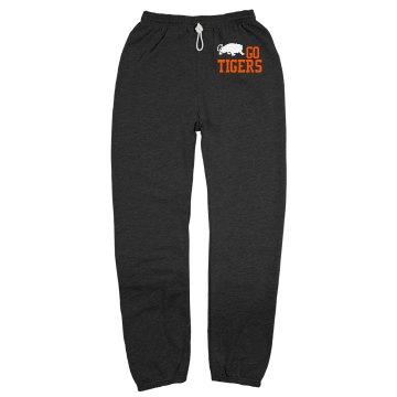Team Tigers Sweat Pants Unisex Gildan Ultra Blend Open Bottom Pocketed Sweatpants
