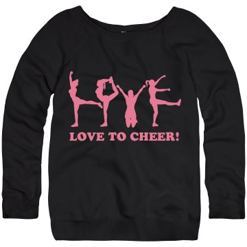 Love to Cheer Scoopneck Junior Fit Bella Triblend Slouchy Wideneck Sweatshirt