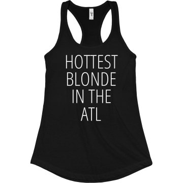 Hottest Blond in the ATL. Junior Fit Bella Sheer Longer Length Rib Racerback Tank Top
