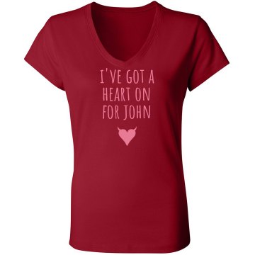 I've got a heart on Junior Fit Bella Sheer Longer Length Rib V-Neck Tee 