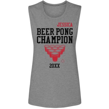 Beer Pong Champion Junior Fit Bella Sheer Longer Length Rib Tee