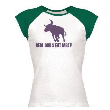 Real Girls Eat Their Meat Junior Fit Bella 1x1 Rib Ringer Tee