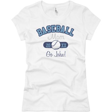Baseball Rhinestone Mom Junior Fit Basic Bella Favorite Tee