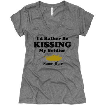 Kissing My Soldier Junior Fit Bella Sheer Longer Length Scoopneck Tee