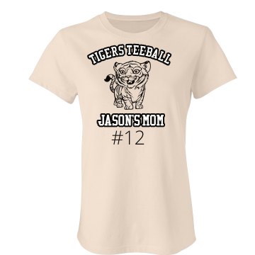 Tigers Teeball Junior Fit Bella Sheer Longer Length Rib V-Neck Tee 