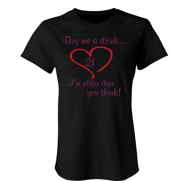 Buy me a drink Junior Fit Bella Sheer Longer Length Rib Tee
