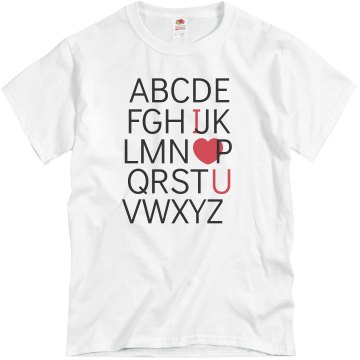 Alphabet I Love You Tee Unisex Basic Gildan Heavy Cotton Crew Neck Tee