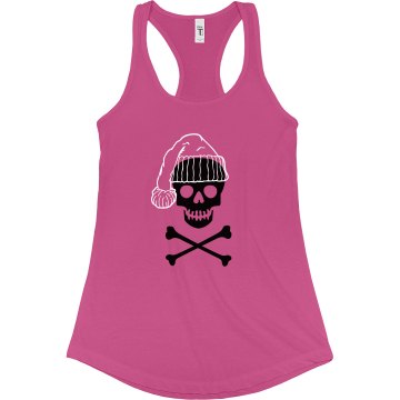 Santa Skull Junior Fit Bella Sheer Longer Length Rib Racerback Tank Top