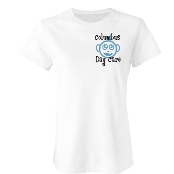 Columbus Day Care Junior Fit Bella Sheer Longer Length Rib Tee
