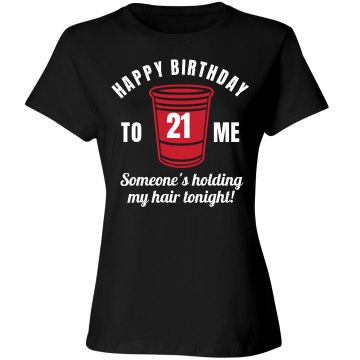 Holding My Hair Birthday Junior Fit Bella Sheer Longer Length Rib Tee