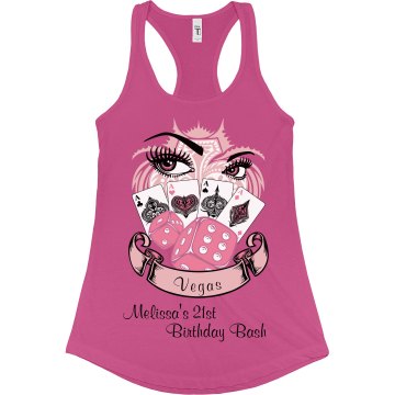 Vegas Birthday  Junior Fit Bella Sheer Longer Length Rib Racerback Tank Top