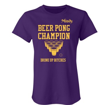 Beer Pong Team Colors Junior Fit American Apparel Fine Jersey Tee