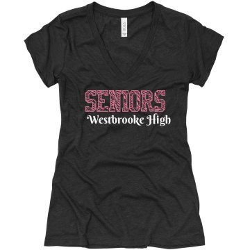 Zebra Senior Tri Blend Junior Fit Bella Triblend Deep V Neck Tee