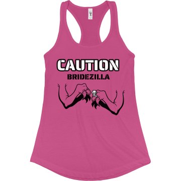 Caution Bridezilla Junior Fit Bella Sheer Longer Length Rib Racerback Tank Top