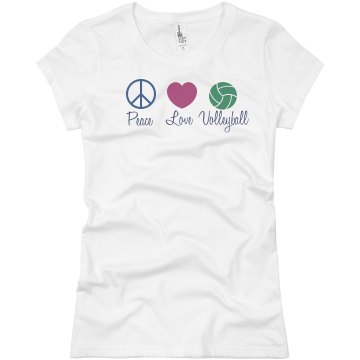 Peace, Love & Volleyball Junior Fit Basic Bella Favorite Tee