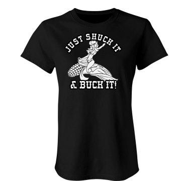 Shuck It and Buck It Junior Fit Bella Crewneck Jersey Tee