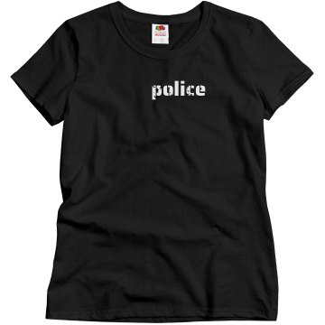 Police Distress w/ Back Misses Relaxed Fit Gildan Ultra Cotton Tee