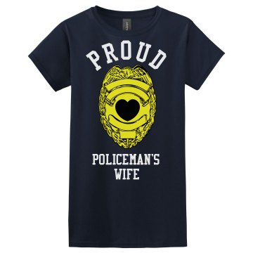Proud Policeman's Wife T Misses Relaxed Fit Gildan Ultra Cotton Tee