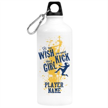Soccer Girl with Name Aluminum Water Bottle