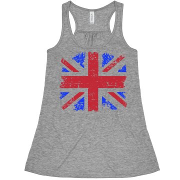 Distressed UK Flag Misses Bella Flowy Boxy Lightweight Crop Tank