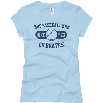 Name Number Baseball Mom Junior Fit Basic Bella Favorite Tee