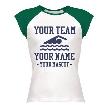 Your Team Swimming Junior Fit Bella 1x1 Rib Cap Sleeve Raglan Tee