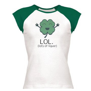 St. Patrick's LOL Junior Fit Bella 1x1 Rib Cap Sleeve Raglan Tee