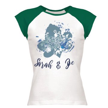 Sarah and Joe Love Junior Fit Bella 1x1 Rib Cap Sleeve Raglan Tee