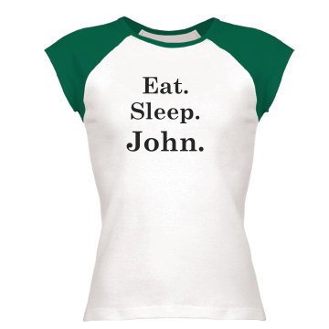 Eat Sleep John Junior Fit Bella 1x1 Rib Ringer Tee