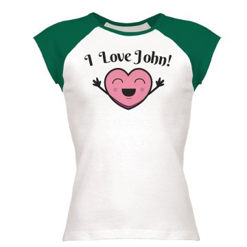 John's Love Junior Fit Bella 1x1 Rib Cap Sleeve Raglan Tee